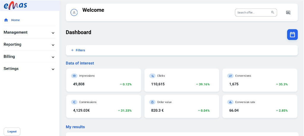 eMaS Platform Dashboard